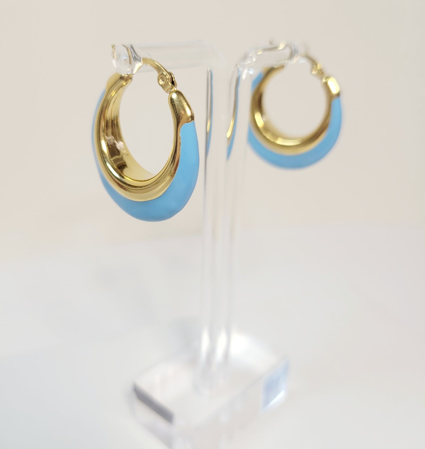 Gold and Blue Hoops. Stainless steel, Gold plated.