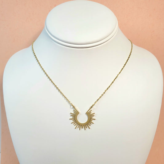 Open Sun Necklace. Gold or silver toned.