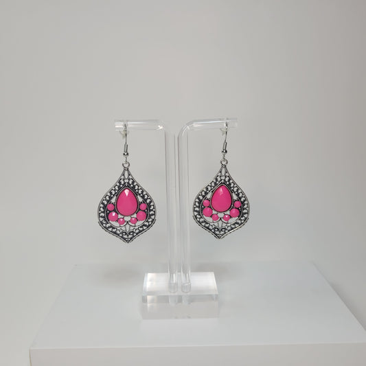 Bohemian Fushia Drop Earrings