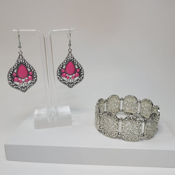 Bohemian Fushia Drop Earrings