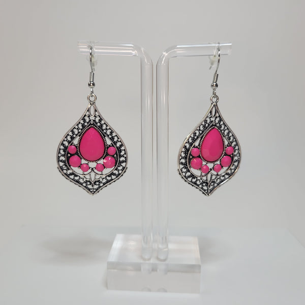 Bohemian Fushia Drop Earrings