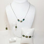 Silver and Green Czech Glass Jewelry Set. Handmade.