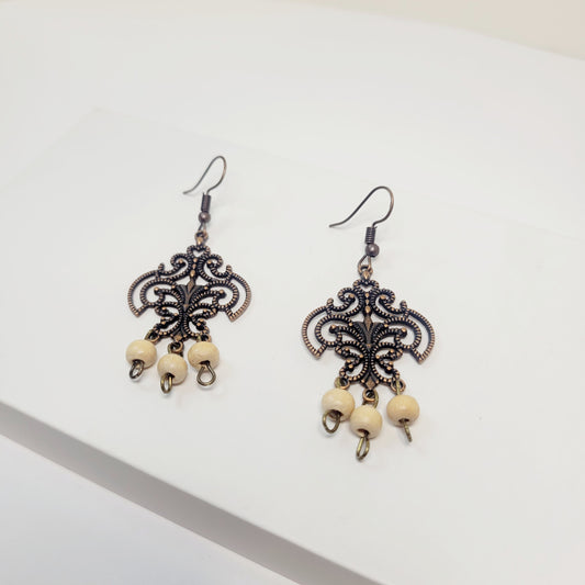 Filigree Style Bronze Earrings