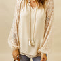 Leopard Tie Neck Balloon Sleeve Blouse