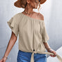 Flutter Sleeve Tie-Front Blouse