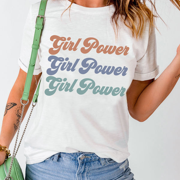 GIRL POWER Graphic Round Neck Tee