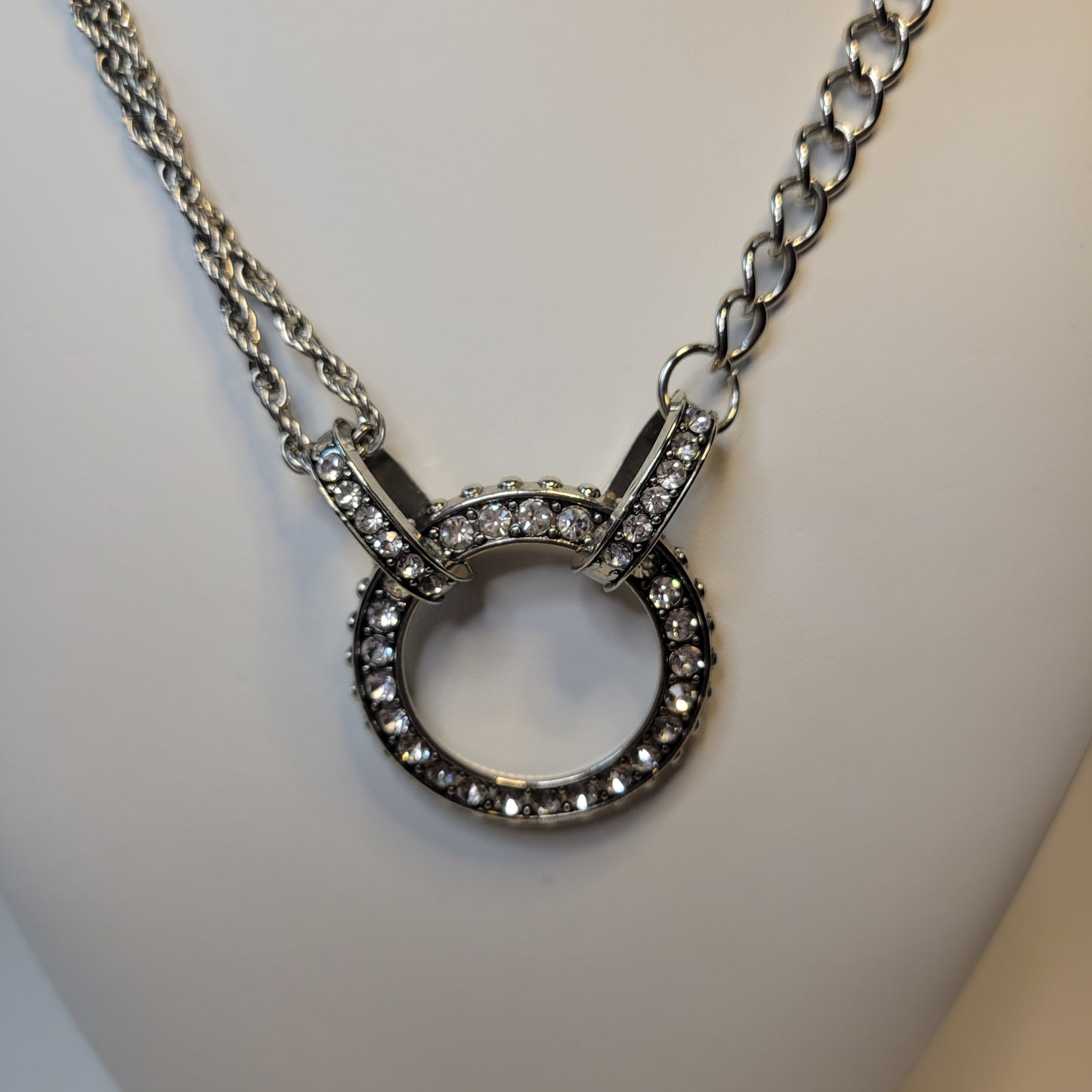 Silver-Toned Rhinstine Necklace Pendant