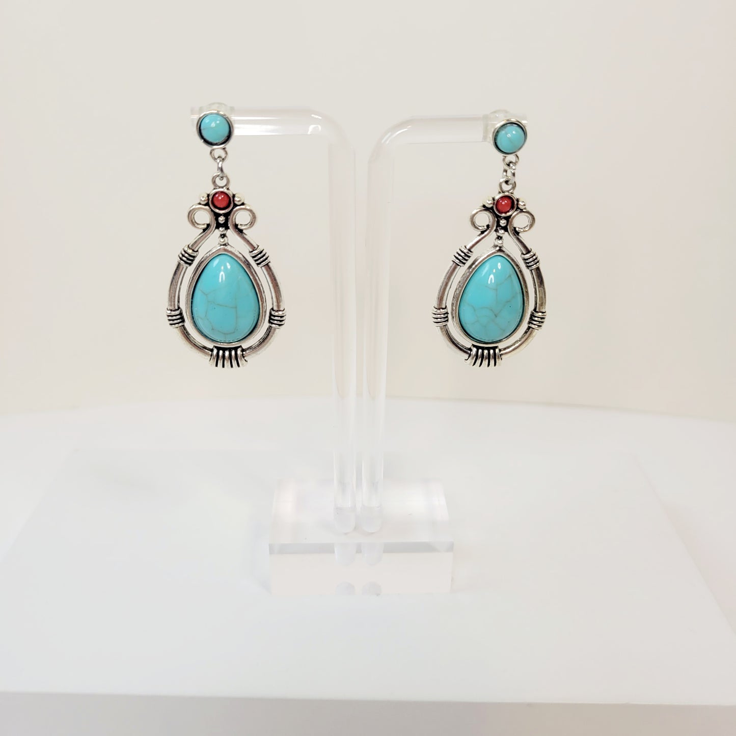 Boho Style Turquoise Drop Earrings.