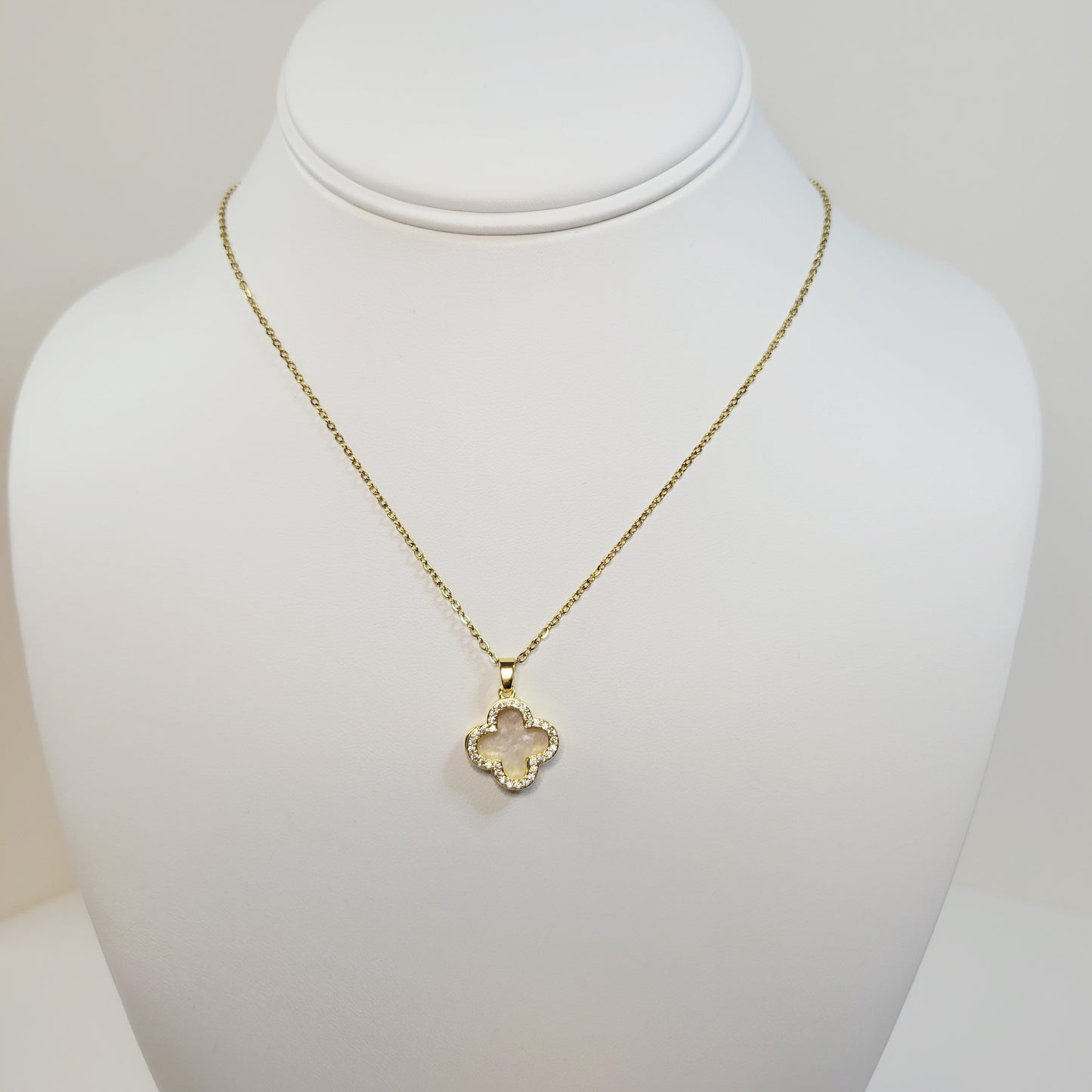 Dual Clove Rhinestone Pendant. Gold and Silver tones.