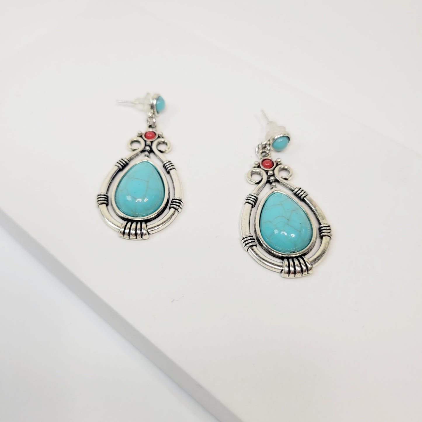 Boho Style Turquoise Drop Earrings.