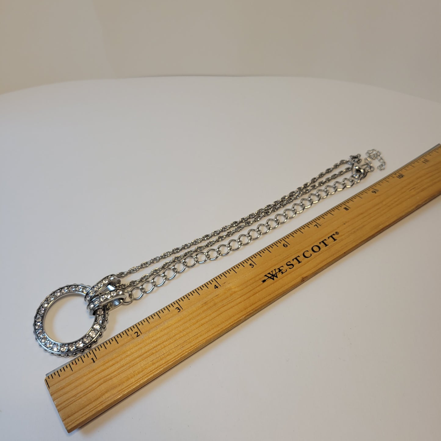 Silver-Toned Rhinstine Necklace Pendant