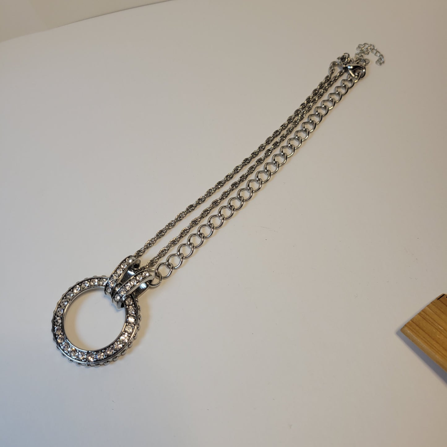 Silver-Toned Rhinstine Necklace Pendant