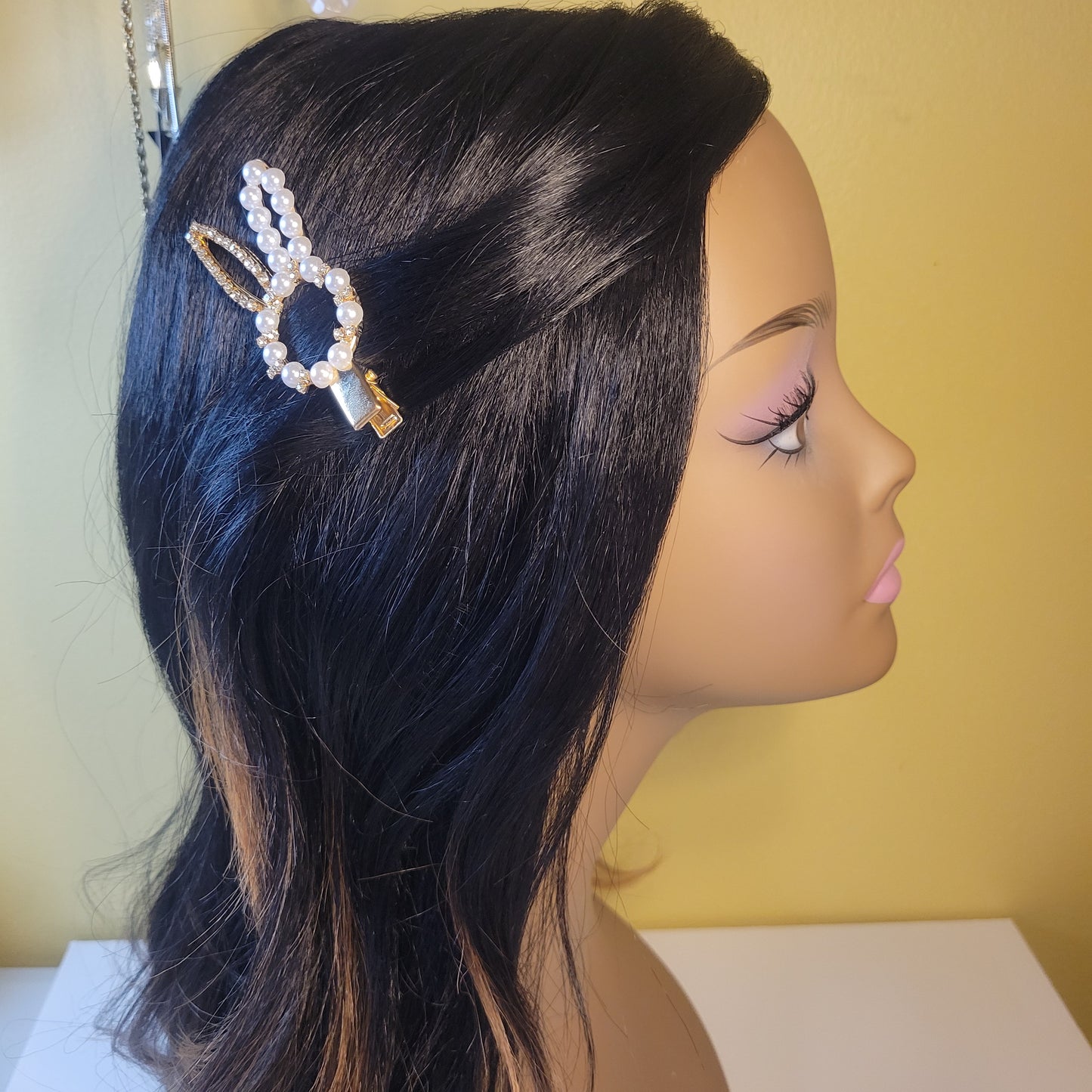 Pearl & Rhinestone Rabbit Ears Hair Clip