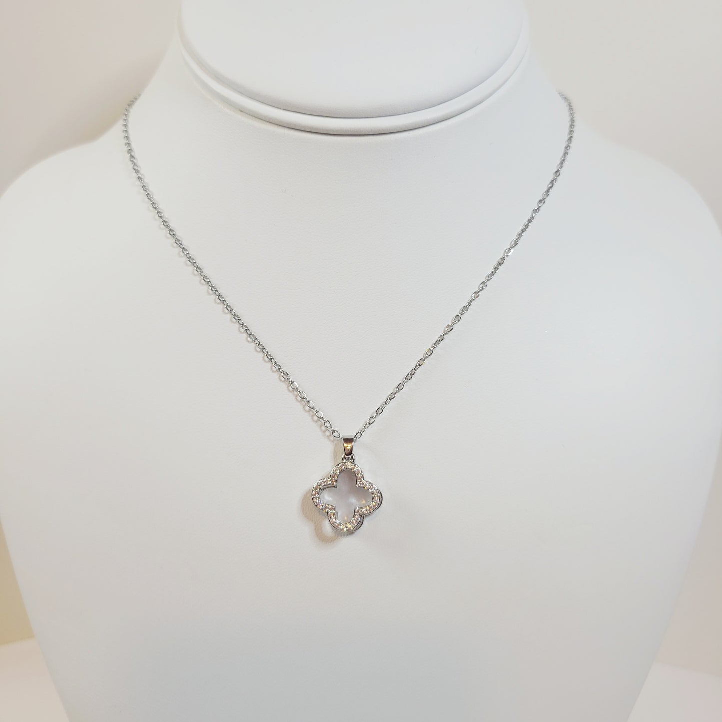 Dual Clove Rhinestone Pendant. Gold and Silver tones.