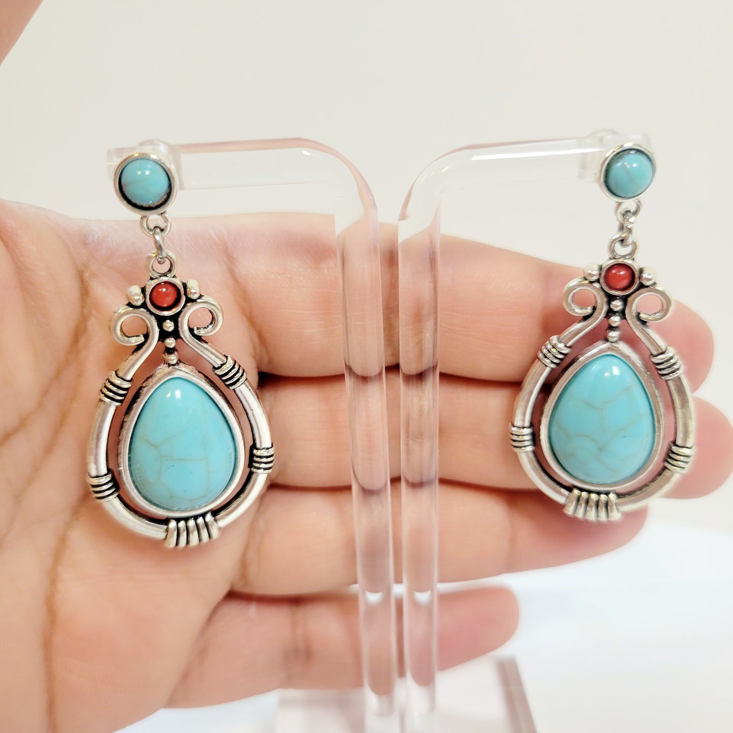 Boho Style Turquoise Drop Earrings.