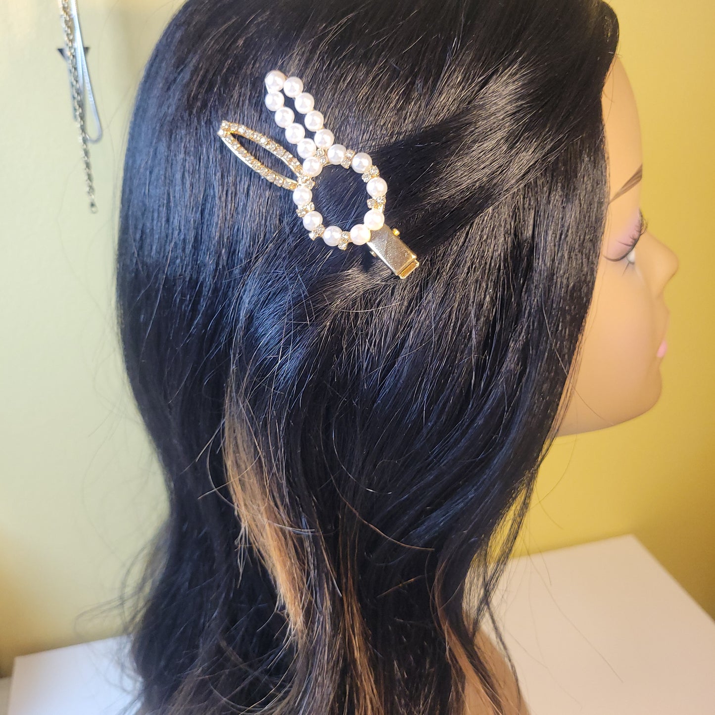 Pearl & Rhinestone Rabbit Ears Hair Clip