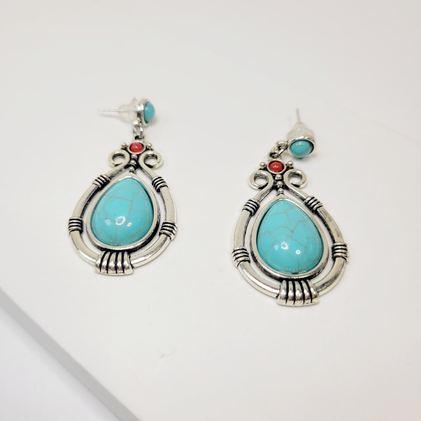 Boho Style Turquoise Drop Earrings.
