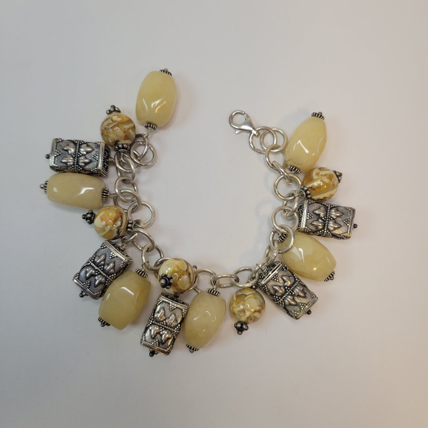 Cream Quartz Stone Bracelet.  Handcrafted.