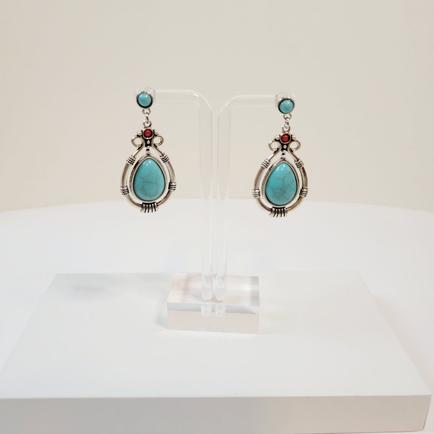 Boho Style Turquoise Drop Earrings.