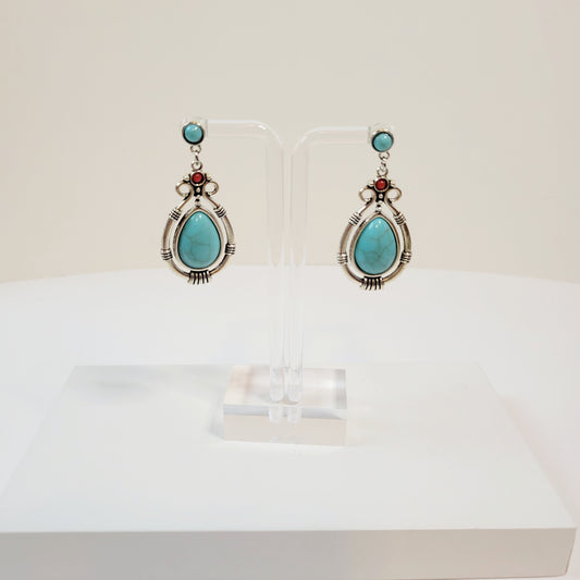 Boho Style Turquoise Drop Earrings.