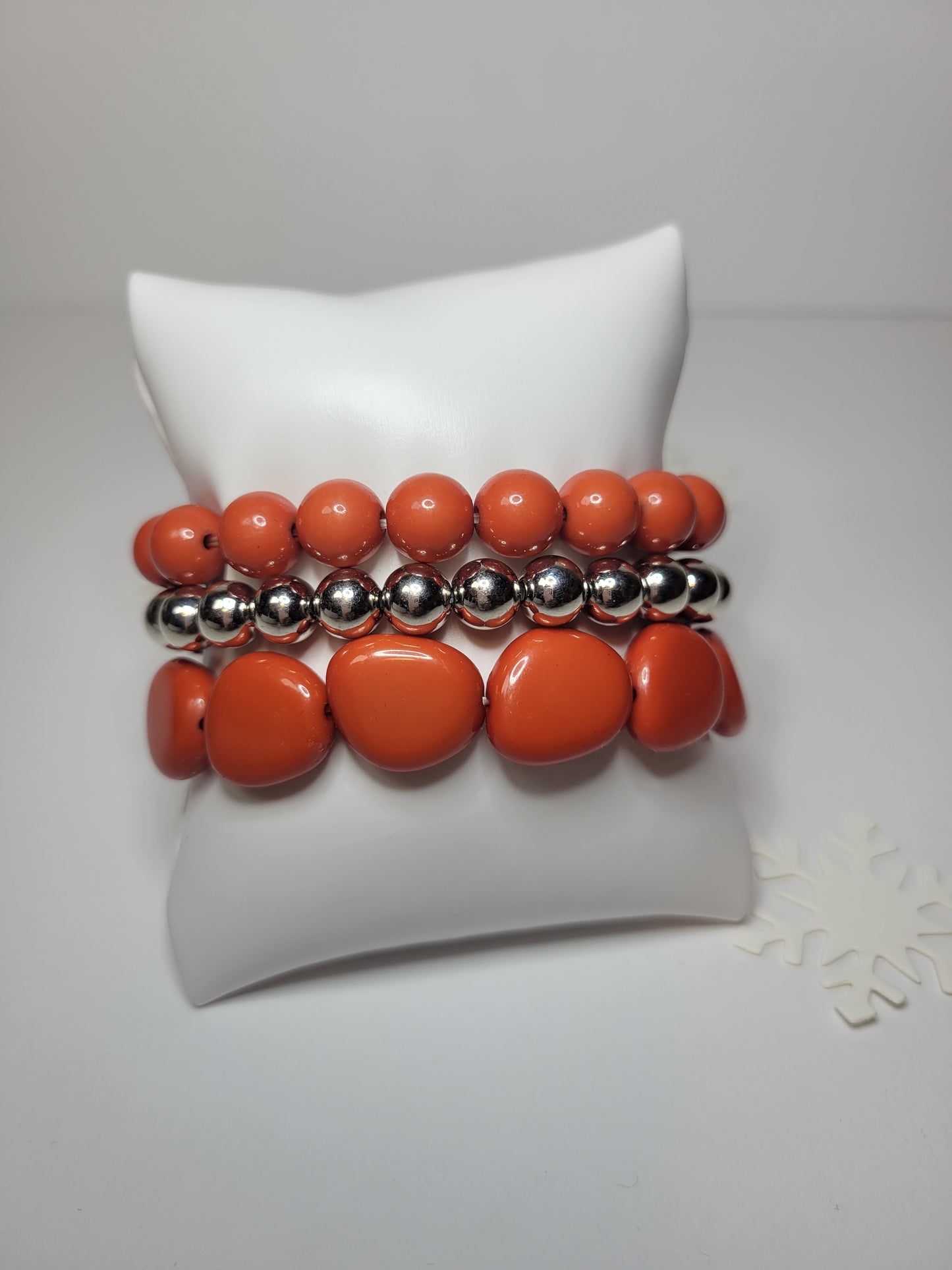 Orange and Silver Bracelet Set.