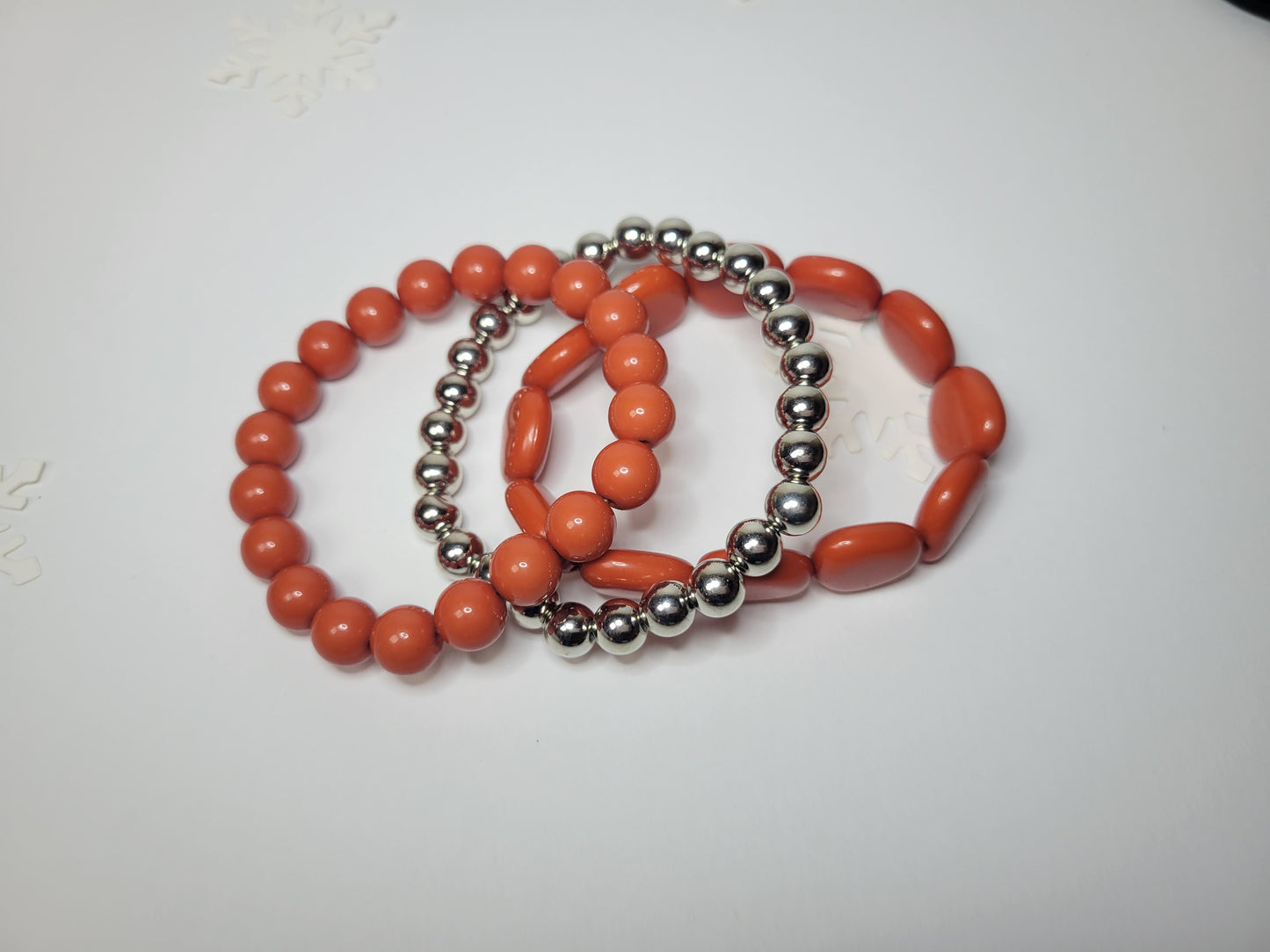 Orange and Silver Bracelet Set.