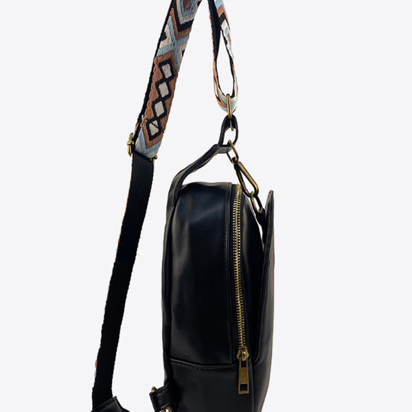 Adjustable Strap PU Leather Sling Bag