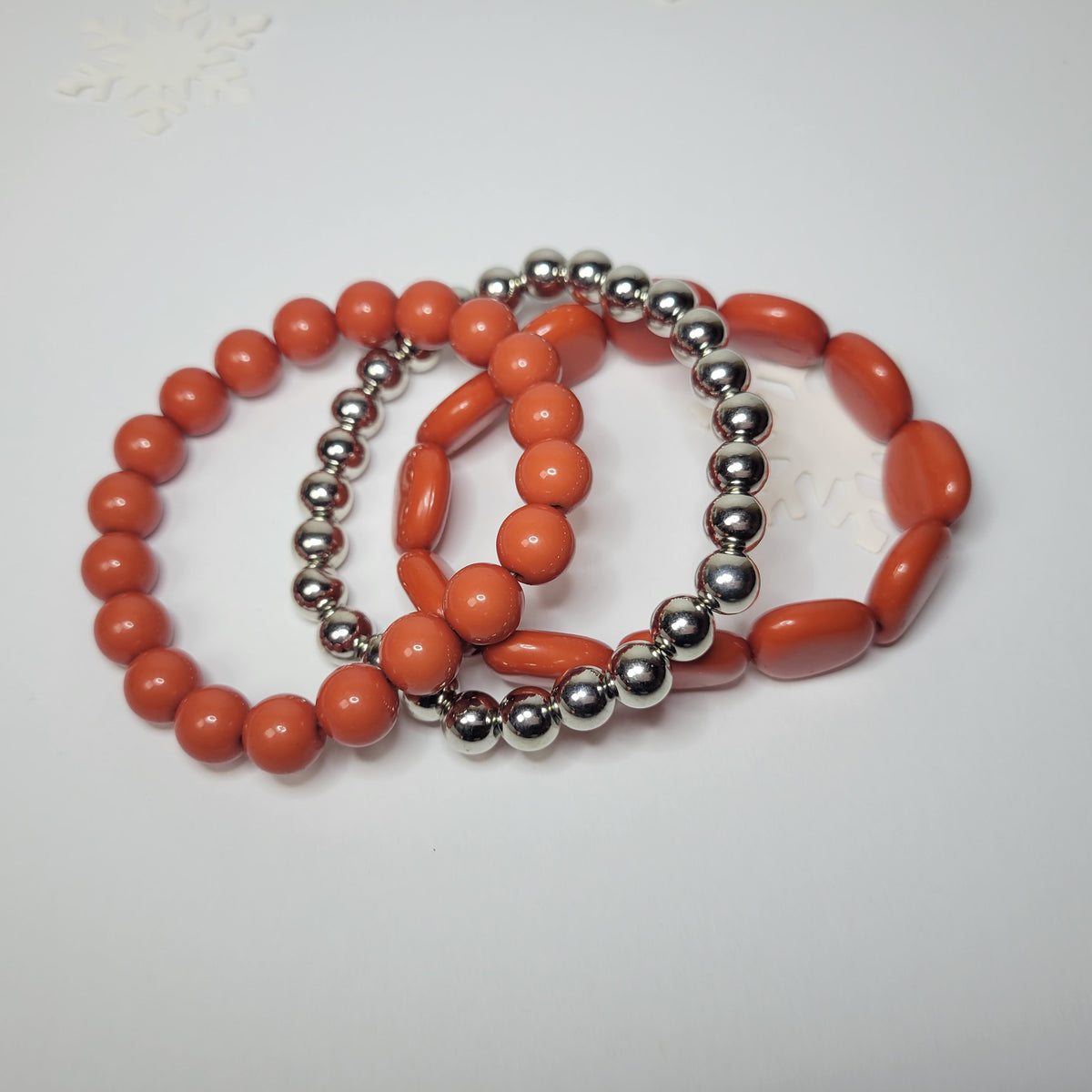 Orange and Silver Bracelet Set.