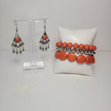 Orange and Silver Bracelet Set.