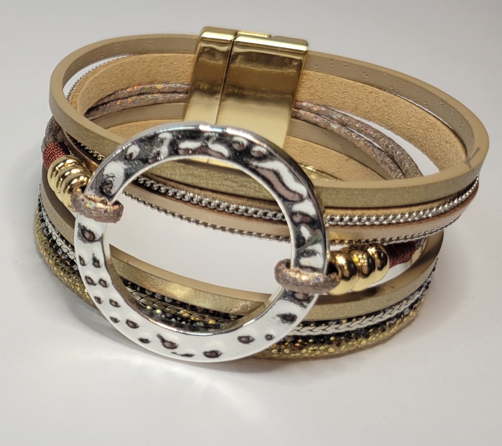 Montana Leather Triple-Wrap Half Cuff Bracelet