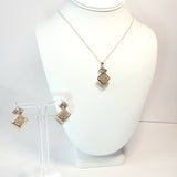 Sparkling Golden Rose Necklace and Earring Set.